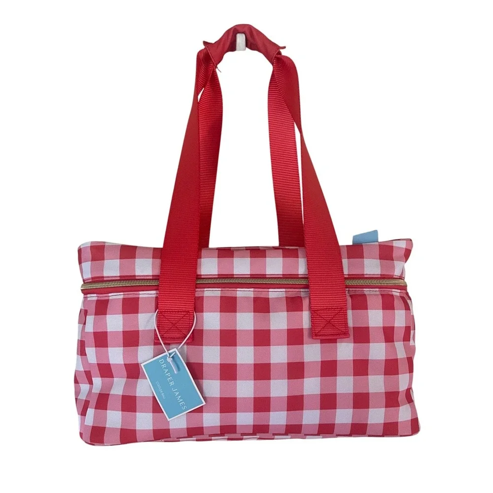 Draper James Red Gingham Insulated Cooler Bag Picnic Tote New with Tags